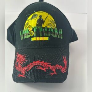 Eagle Crest Vietnam Veteran Hat Cap Black Embroidered Dragon Nam Vet Military